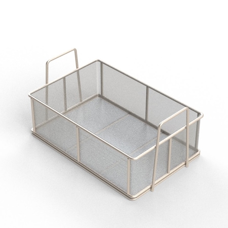 Anysizebasket Rectangular Wire Mesh Basket: 18Lx12Wx6H, 304 SS, 5/16 Rod Frame, Stacking Handles, Mesh: 30 x .012 TMT-180120060-A30S